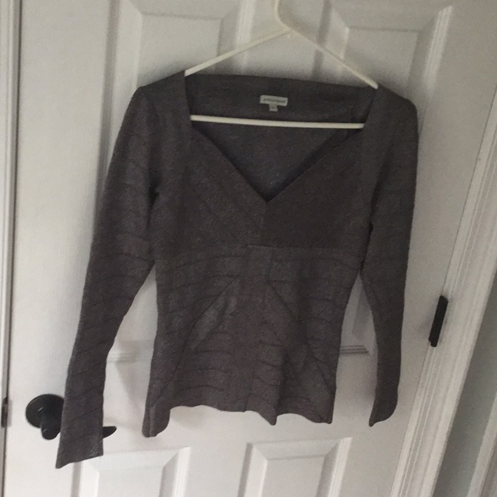 Boston proper gray metallic blouse